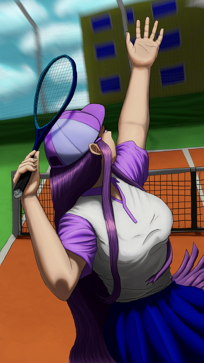 Yuri tries tennis Doki Doki Literature Club, Yuri DDLC, Anime Art, Визуальная новелла