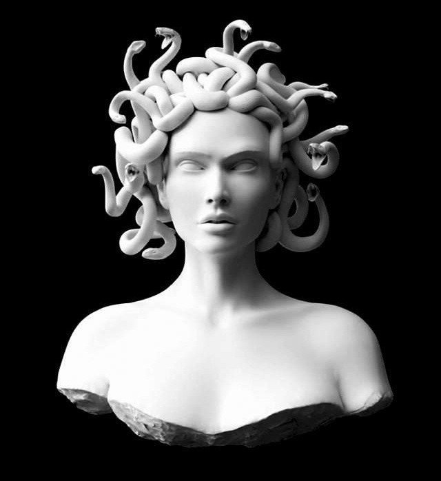 Medusa Gorgon - My, Art, Modern Art, Glitch, Glitchart, Digital, Fast, Photoshop master, Longpost