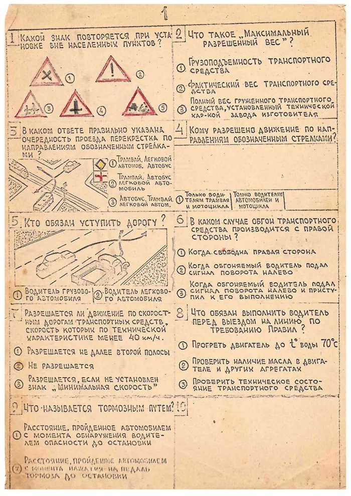 Билеты ПДД 1984-1986 (но это не точно) - Моё, ПДД, Билеты, Сделано в СССР, Экзамен в ГИБДД, Автомобилисты, Длиннопост