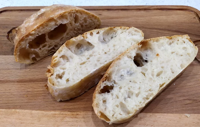 Ciabatta in a bread machine, baked on a tile - My, Ciabatta, Bread, Recipe, Bread machine, Longpost