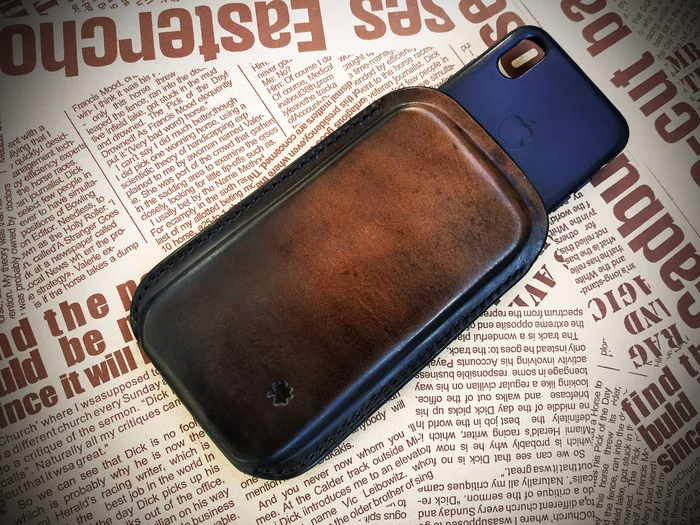 Genuine leather case for Apple iPhone X - My, Handmade, Leather, Leather products, Needlework without process, Longpost, Case, Case for phone