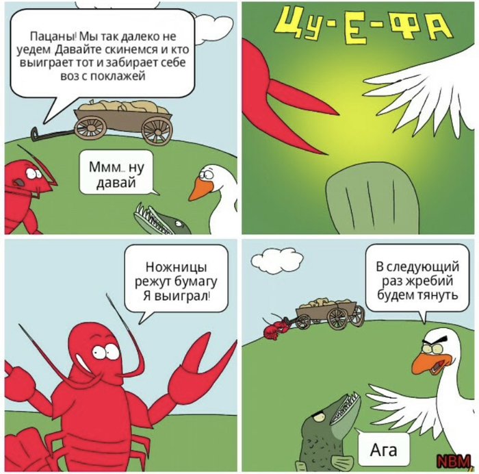 Лебедь, рак и щука. Продолжение басни