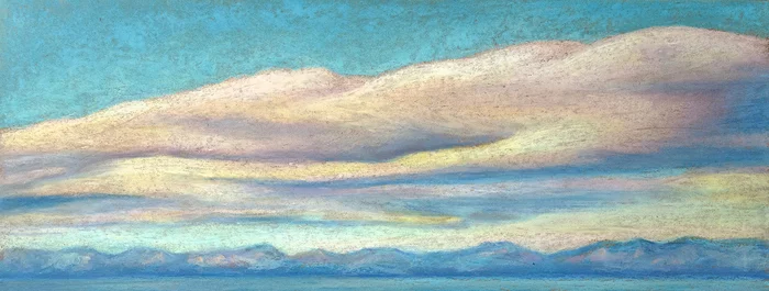 Sky of the North - My, Painting, Art, Artist, Sky, Landscape, The mountains, Clouds, Dream