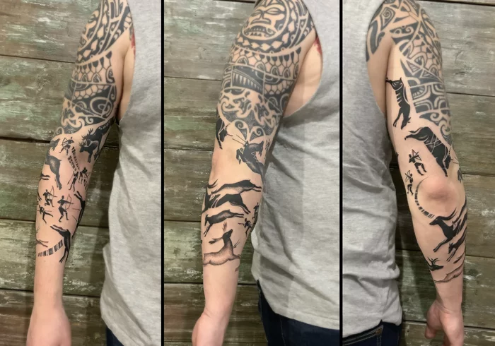 Continuation of a sleeve to an existing tribal - My, Tattoo, Tattoo artist, Tattoo sketch, Rock painting, Polynesia, Art, Sketch, Drawing