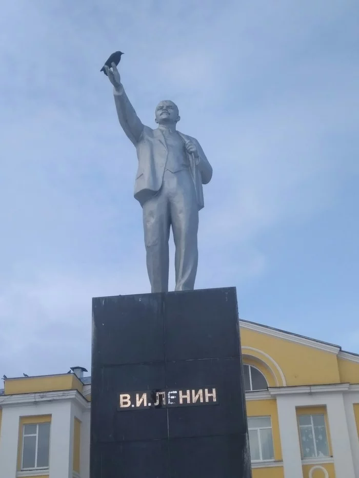 Vladimir Ilyich Lenin - friend of all birds - My, Lenin monument, Crow, The photo