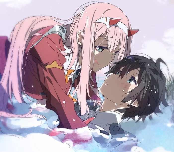 Zero Two & Hiro - Anime Art, Аниме, Zero Two, Hiro, Darling in the Franxx