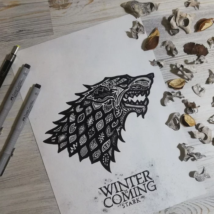 Game of thrones - My, Game of Thrones, Game of Thrones season 8, Serials, Art, Starkey, The winter is coming, Drawing, Graphics