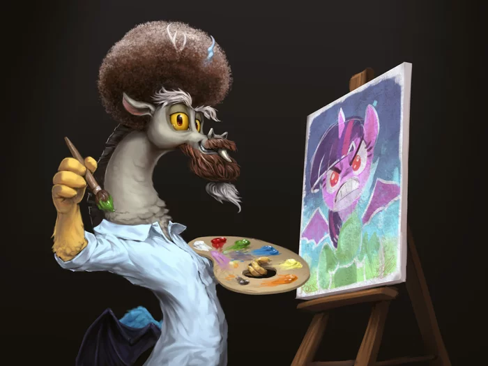 Let's draw a little happy little darling.. - My little pony, MLP Discord, Twilight sparkle, Bob Ross, Assasinmonkey