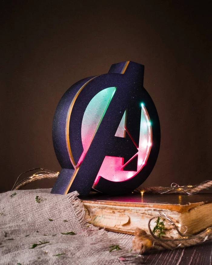 I made a new night light - My, Night light, Avengers, Marvel, Lamp, With your own hands, Longpost, Needlework with process