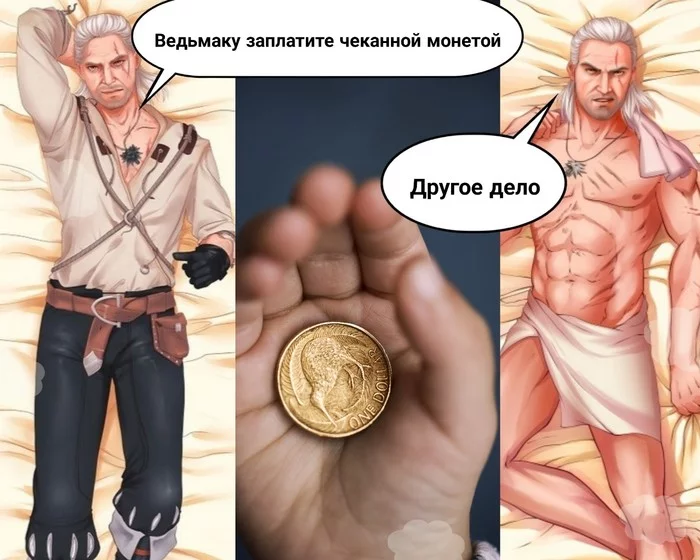 Geralt is no longer the same - Witcher, Coin, Pay the witcher, Dakimakura