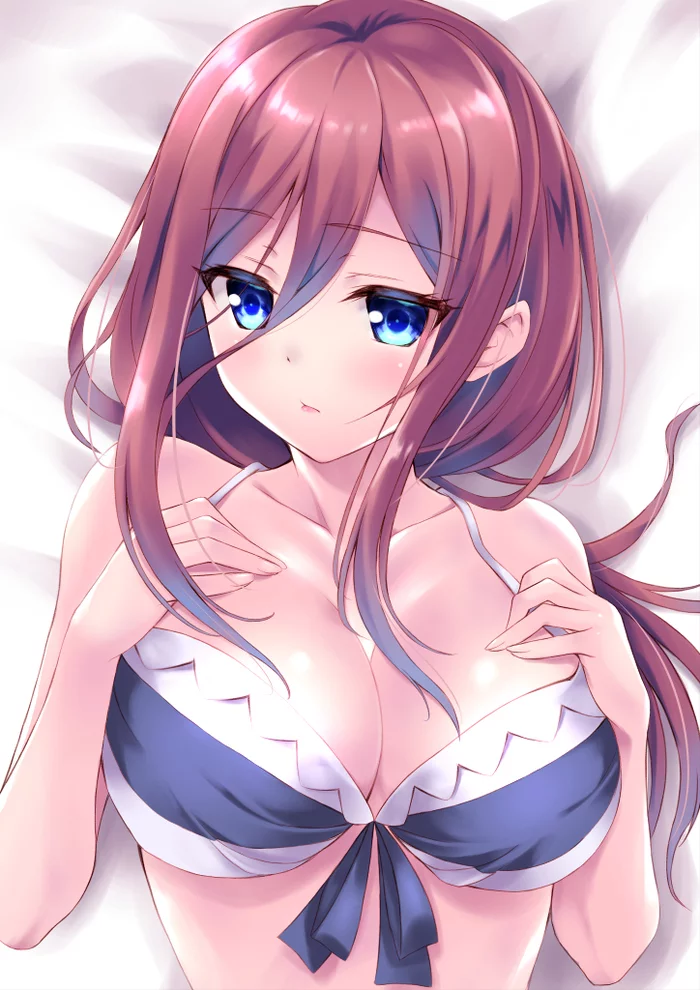 Miku - NSFW, Anime art, Anime, Nakano miku, Gotoubun no hanayome, Breast, Swimsuit, Neckline, Longpost