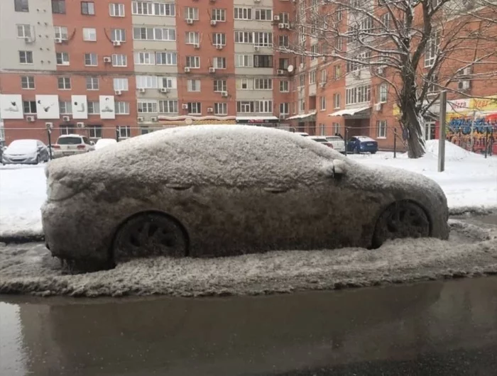 Грязевые, ледяные скульптуры - Уборка, Авто, Уборка снега, Засыпало