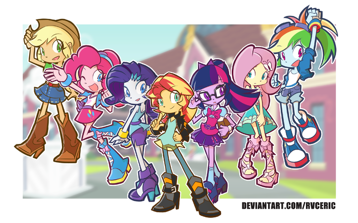  My Little Pony, Equestria Girls, Mane 6, Sunset Shimmer, Rvceric, 
