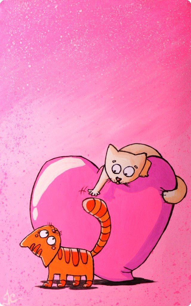 Valentine - My, Valentine, Heart, cat, Love, Valentine's Day, Drawing, Gouache