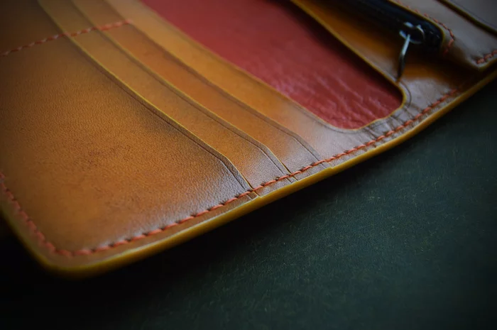 Chinese lantern. Long wallet - My, Fairy, Resin, Leather, Embossing on leather, Wallet, Longpost
