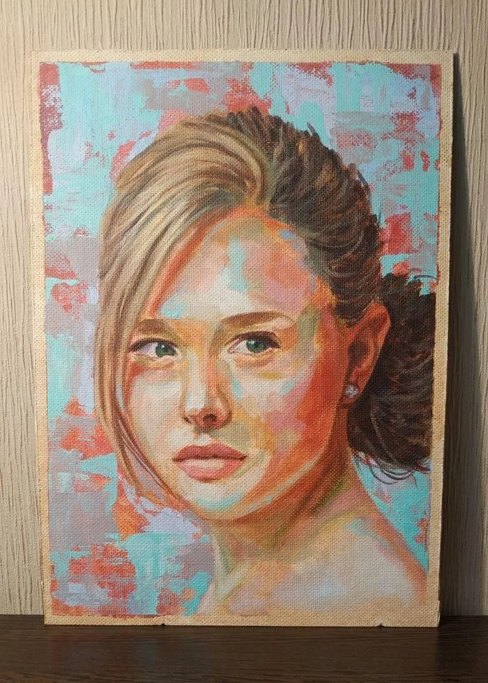 Acrylic portrait - My, Portrait, Acrylic, Painting