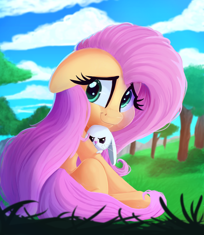 Shy and her guardian angel My Little Pony, Ponyart, Fluttershy, Angel Bunny, Thediscorded