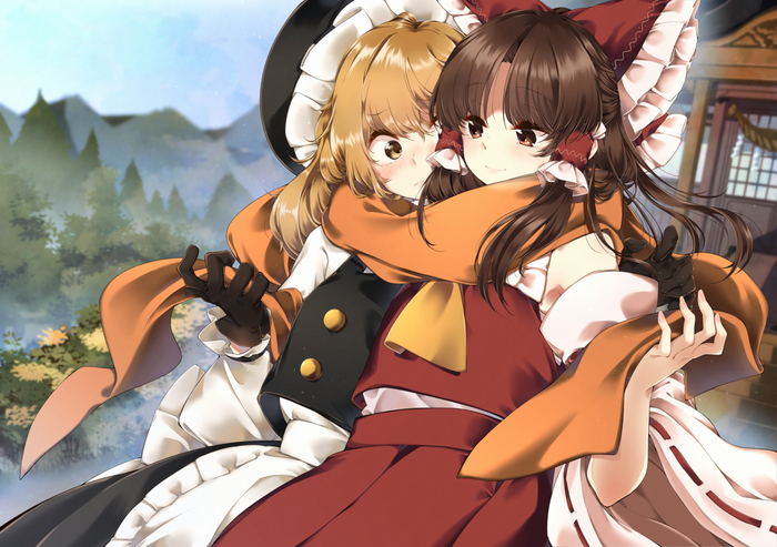  Touhou, Kirisame Marisa, Hakurei Reimu, Anime Art, ,  