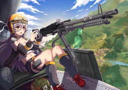 The smell of napalm in the morning - Anime, Anime art, Girls frontline, M60, Apocalypse Now