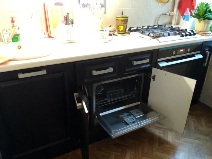 Reply to the post “Place a small dishwasher in a small kitchen” - My, Dishwasher, Repair, Kitchen, With your own hands, Reply to post