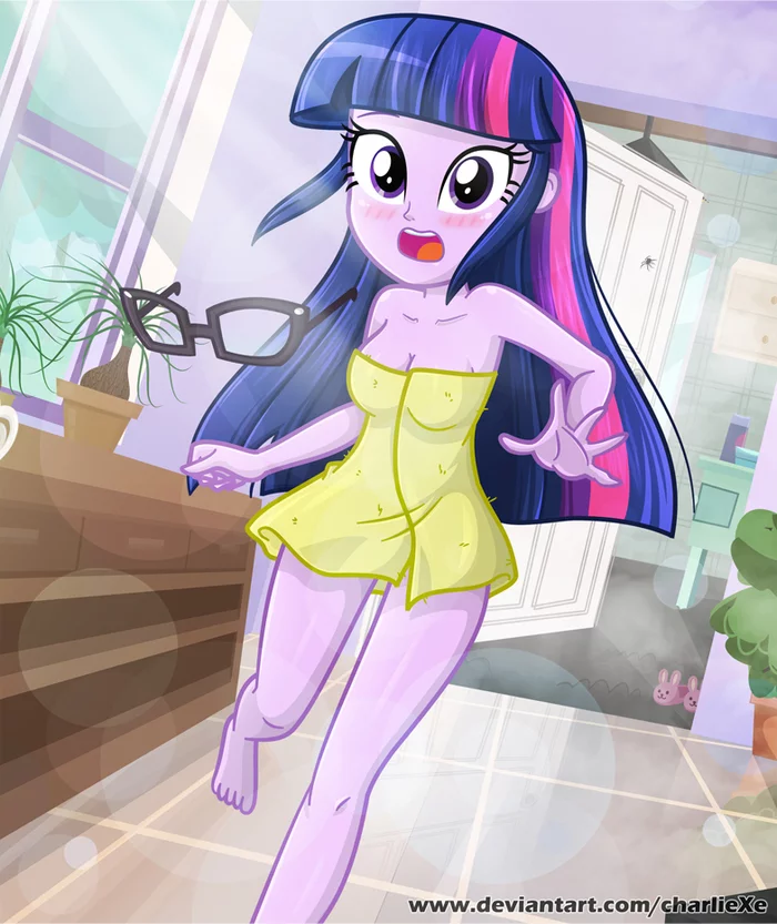 The glasses went flying - My little pony, Equestria girls, Twilight sparkle, Charliexe, MLP Edge