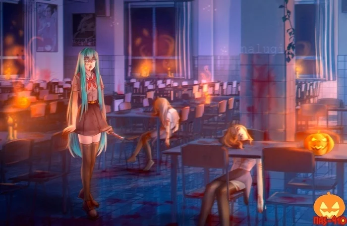 And darkness reigns eternally in it... - Endless Summer (visual novel), Visual novel, Drawing, Old camp, Miku-Root