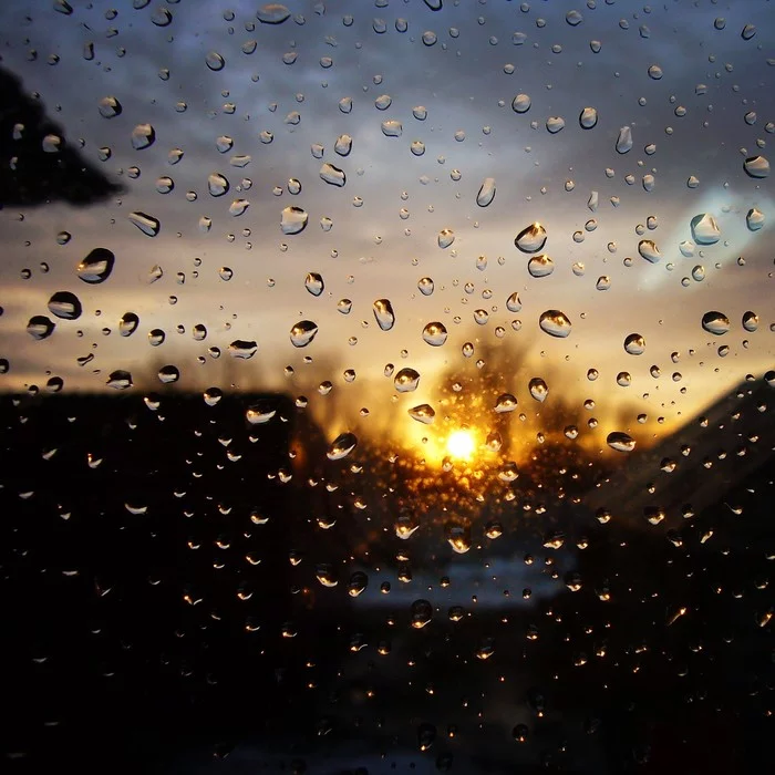 rainy february sunset - My, The photo, Rain, February, Sunset