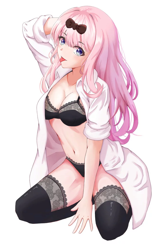 Blep - NSFW, Fujiwara chika, Kaguya-Sama wa Kokurasetai, Anime art, Anime, Underwear, Pantsu, Breast