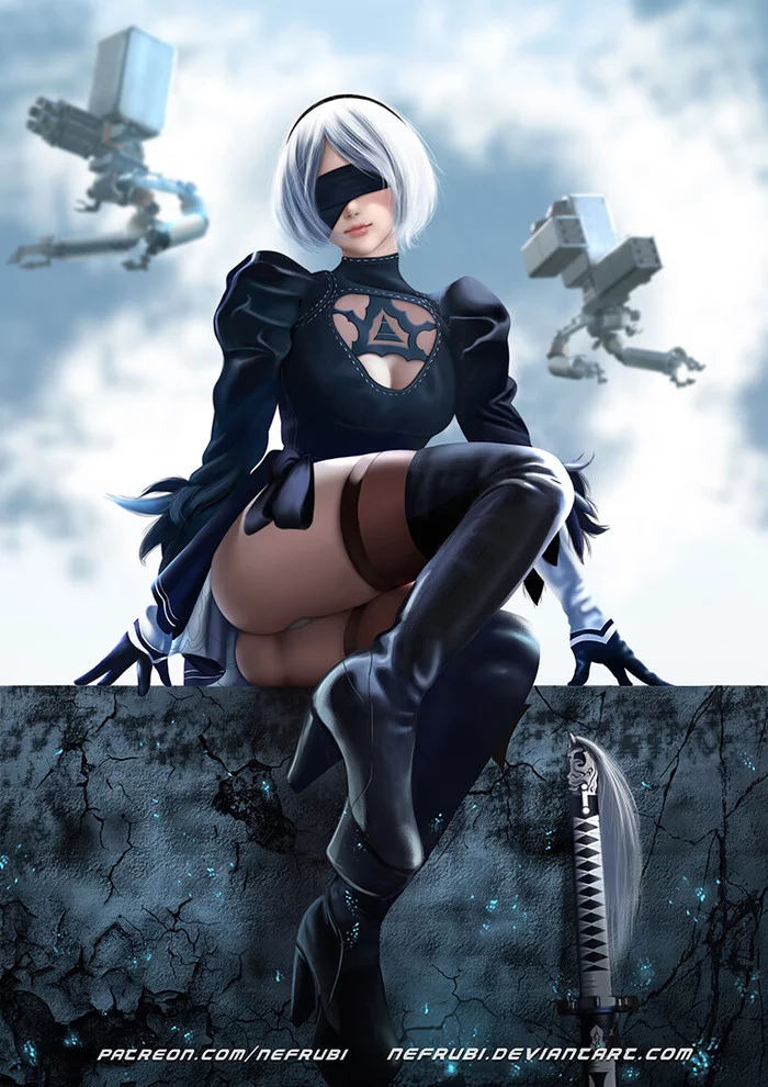 2b | Nier Automata - NSFW, Art, Hand-drawn erotica, Anime art, Games, NIER Automata, Yorha unit No 2 type B, Nefrubi, Erotic