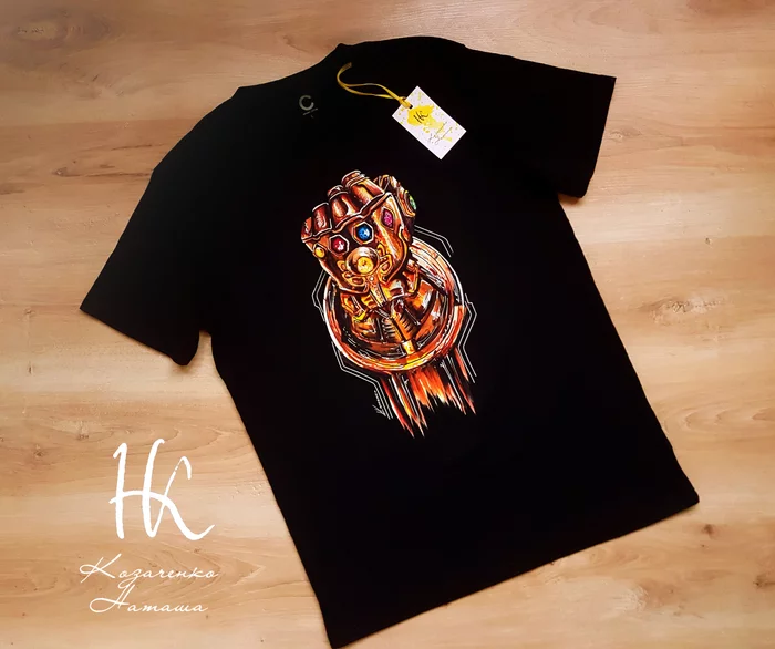T-shirt with Infinity Gauntlet print - My, Needlework without process, Infinity Gauntlet, Marvel, Sketch, Illustrations, Alcohol markers, Art, Longpost