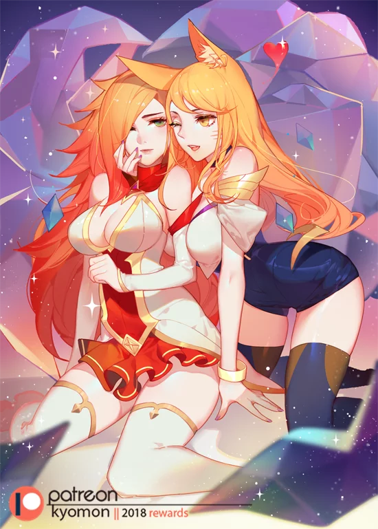 MissF.T x Ahri - NSFW, Art, Erotic, League of legends, Miss fortune, Ahri, Anime art, Games, Longpost, Songjikyo