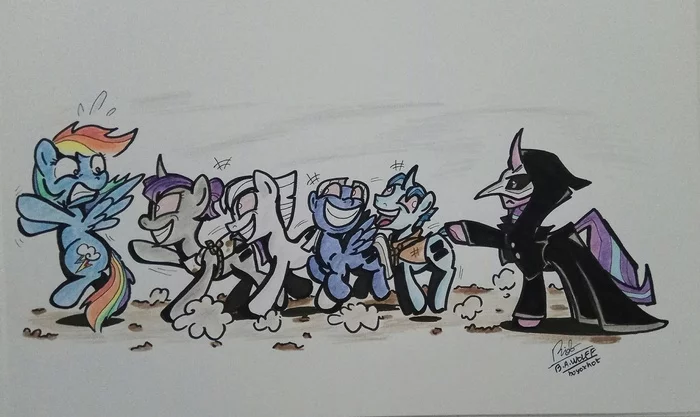 Оставайся, Дашка, с нами! - My Little Pony, PonyArt, Starlight Glimmer, Rainbow Dash, Sugar Belle, Double Diamond, Night Glider