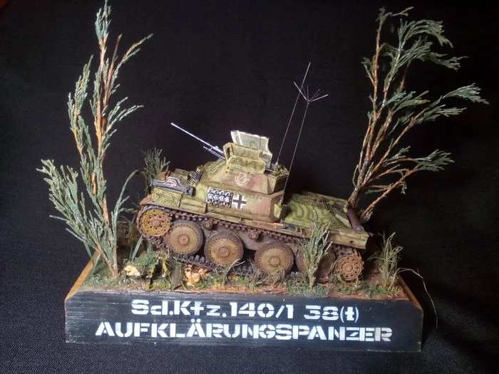 Wehrmacht reconnaissance tank. Sd.Kfz.140/1 38(t) Aufklrungspanzer - My, Stand modeling, Prefabricated model, Diorama, Tanks, The Second World War, Story, Longpost