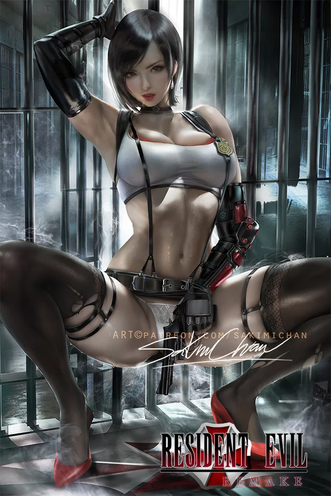 Ada wong. tifa outfit - NSFW, Sakimichan, Ada Wong, Resident Evil, Tifa Lockhart, Кроссовер, Игры, Арт, Эротика