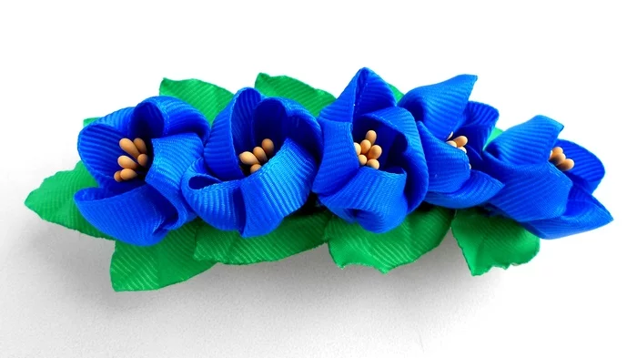 Original hair clip. Master class kanzashi - My, Kanzashi, ribbon, Barrette, Clamps, Needlework with process, Video