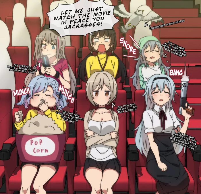 Let me watch the movie in silence already, DEMONS!!!! - Anime, Anime art, Girls frontline, Ro635, Spas-12