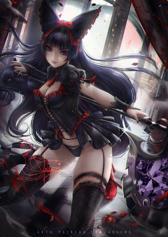 Рори Меркури - NSFW, Арт, Аниме, Anime Art, Gate: Jieitai Kano Chi nite Kaku Tatakaeri, Rory Mercury, Эротика, Нижнее белье, Axsens