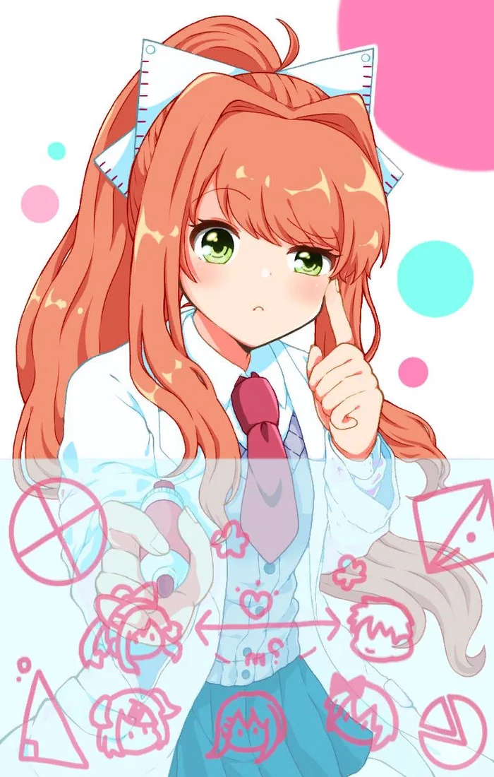 Finding a way to your heart - Doki Doki Literature Club, Monika, Anime Art, Чиби, Визуальная новелла, Длиннопост, Monika (Doki Doki)