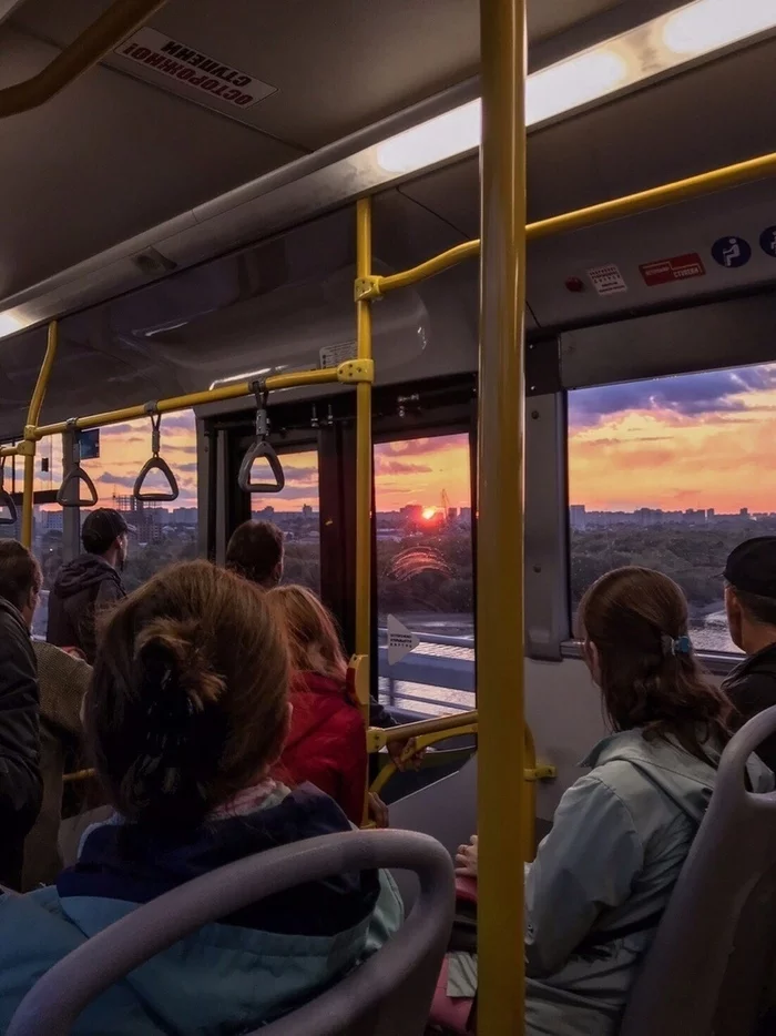 Staring at it - Sunset, beauty, Omsk, Bus, Bridge