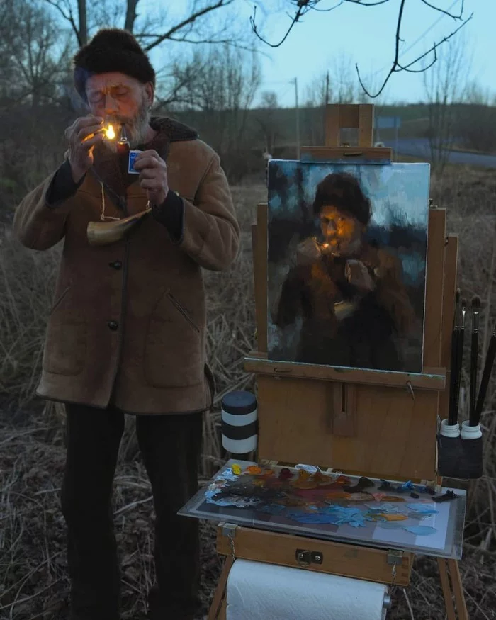 Winter twilight - Art, Portrait, Painting, Longpost, Damian Lechoszest