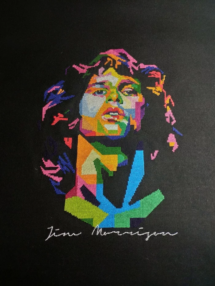 Embroidery doors - My, Embroidery, Cross-stitch, With your own hands, Needlework, Jim Morrison, The doors, Longpost