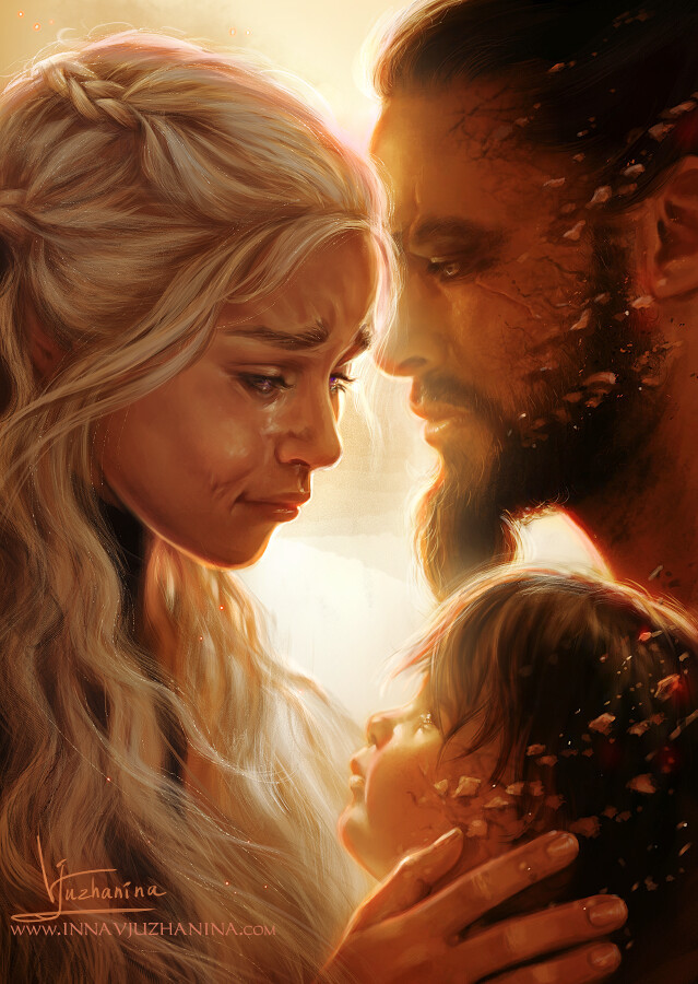 When the Sun Rises in the West - Drawing, PLIO, Game of Thrones, Daenerys Targaryen, Khal Drogo, Inna Vjuzhanina