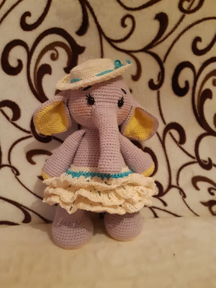 Sonya the Elephant - My, Needlework without process, Crochet, Knitted toys, Longpost