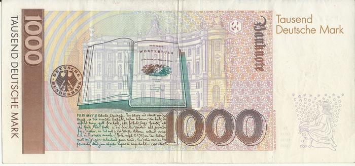 1000 Deutsche Mark GERMAN FEDERAL REPUBLIC 1991 , 