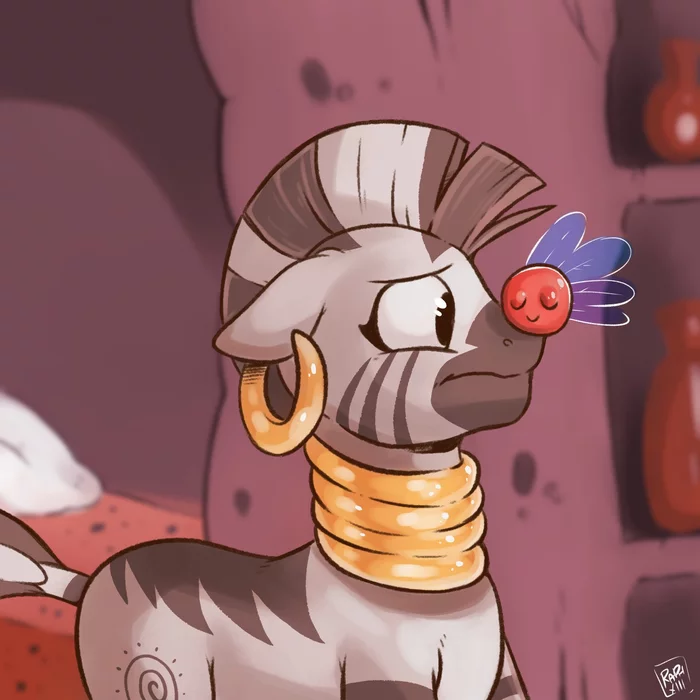 Walking barcode and all-consuming ball - My little pony, Zecora, Parasprite, Parasprite, MLP Zebra