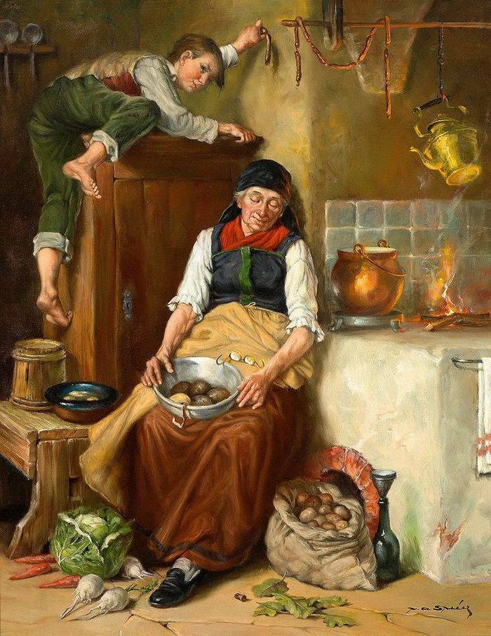 Sausage thief - Painting, Masterpiece, Masterpieces of classical painting