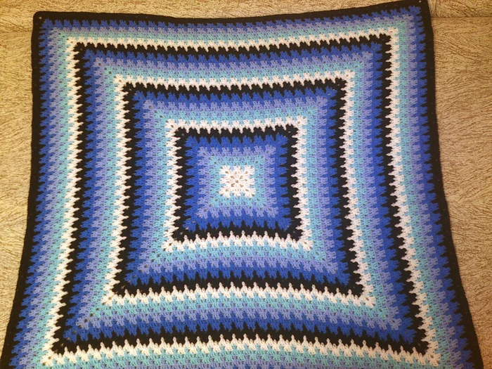 Blanket from the center of a granny square with elongated loops - My, Crochet, Knitting, Longpost