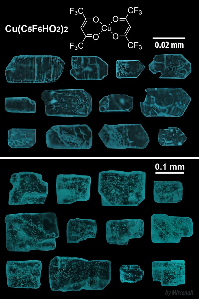 Кристаллы гексафторацетилацетоната меди - Моё, Медь, Химия, Лига химиков, Кристаллы