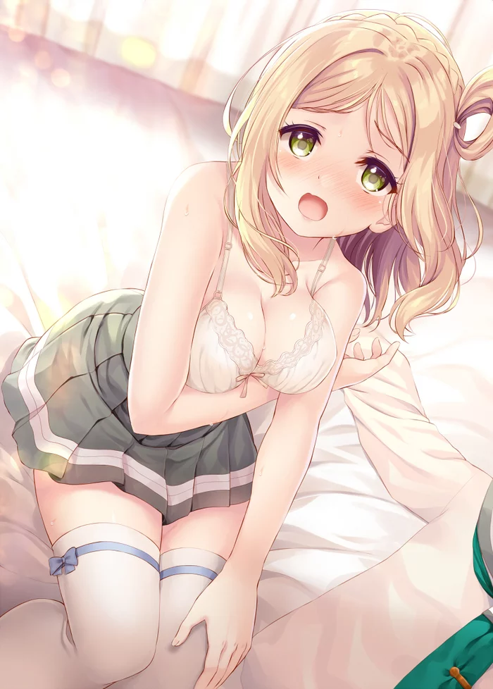 Mari Ohara - NSFW, Anime, Anime art, Love live! Sunshine !!, Mari Ohara, Stockings, Erotic, Art, Underwear