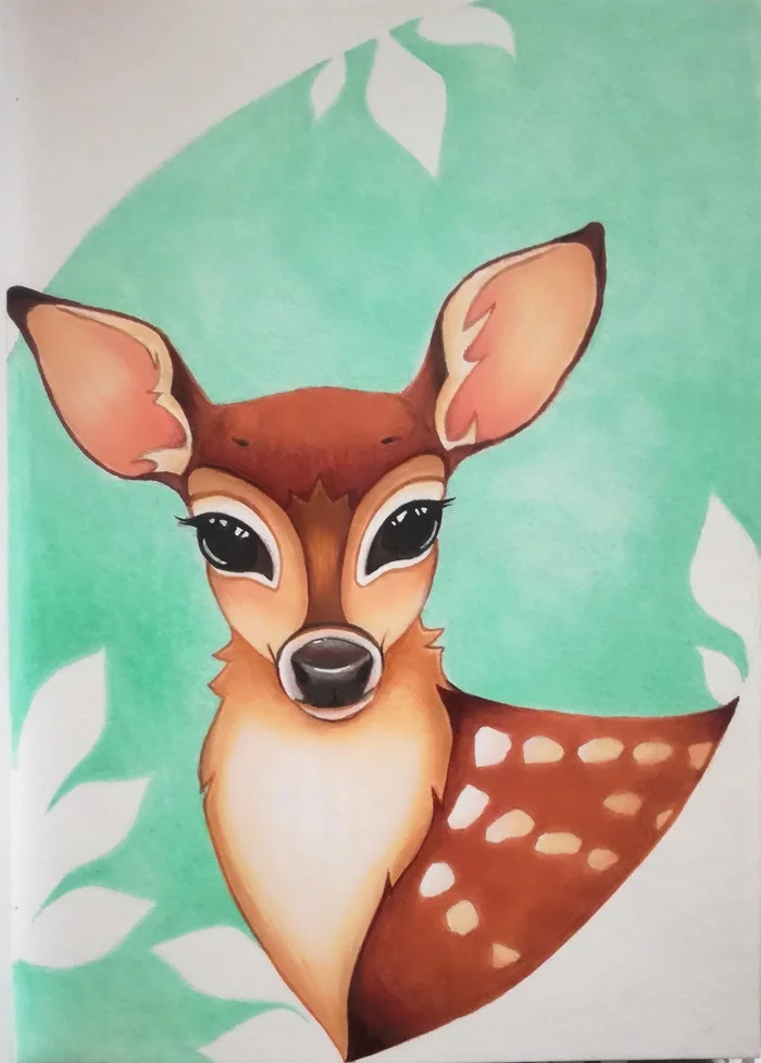 I'm not too lazy to draw you, you are my faithful deer - My, Painting, Artist, Creation, Art, Deer, Illustrations, Drawing, Images